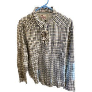 Lucky Brand Mens Xl Pearl Snap L/S Classic Fit Plaid Western Shirt $79 Nwt